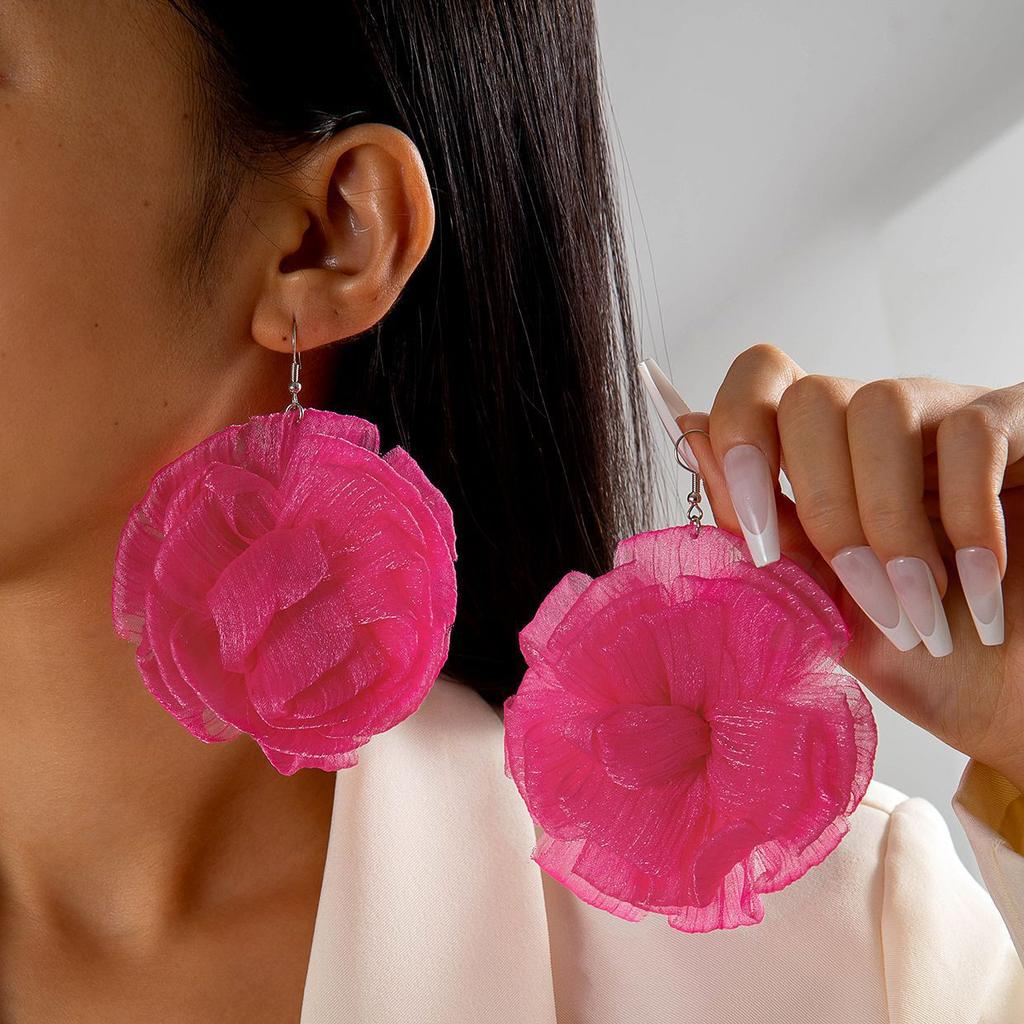 Fresh multi-colored flower earrings Valentine's Day series gentle simulation big flower earrings earrings women