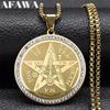 1PCS  Unisex Four-Character Divine Name Pentagram Amulet Necklace: Stainless Steel Pentagram Amulet Pendant