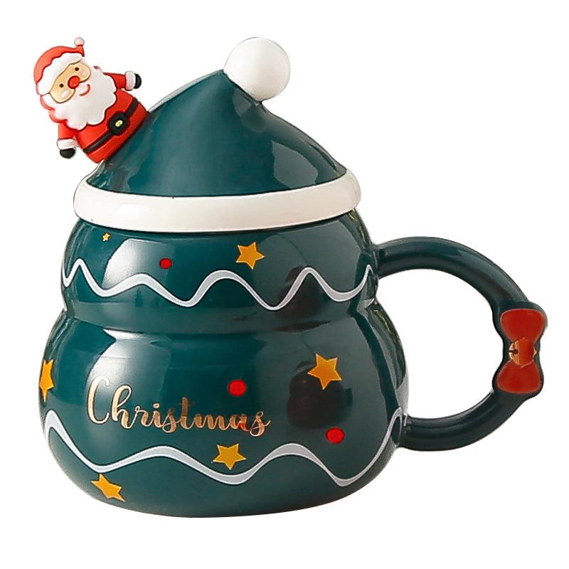 Creative Snowman Christmas Tree Ceramic Coffee Cup Large Capacity Water Cup Cartoon Character Coffee Mug Holiday Gift Home Decor