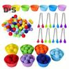 78Pcs/Set Kids Color Sorting Toy with 7 Bowls 70 Pompoms Clip Preschool Learning Ball Counting Matching Game Toddlers Boys Girls Educational Color