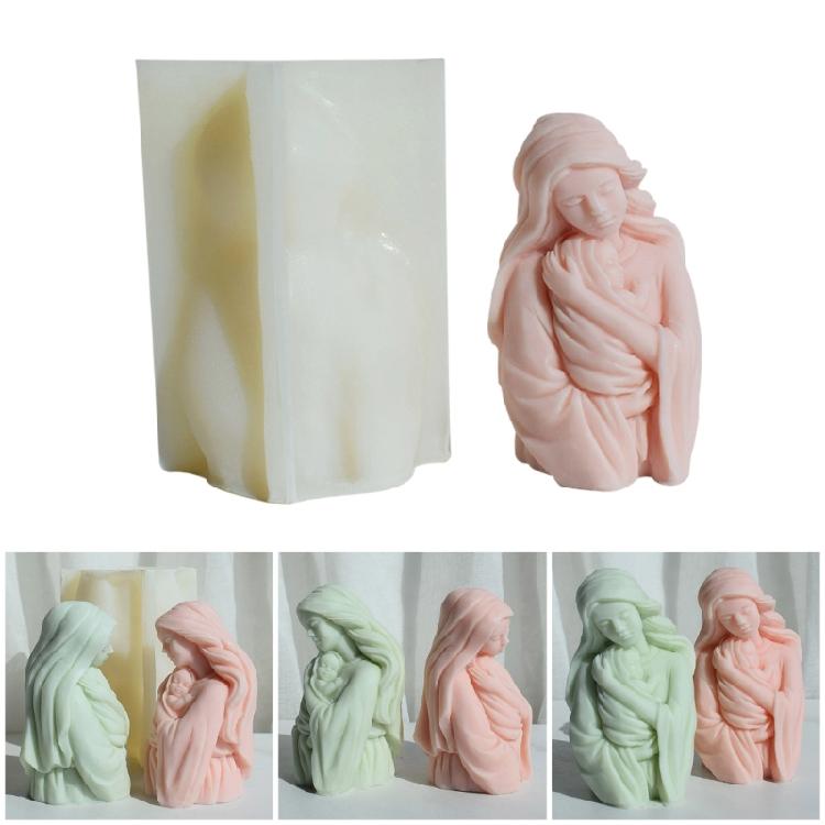 Mommy Holding Child Silicone Moulds Mom Holding Baby Candle Molds Epoxy Resin Molds Plasters Molds for Candle Making