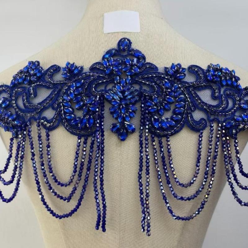 1 STÜCK Handgenähte Fransen Perlen Spitze Strass Applikationsaufnäher 26 Farben DIY Handgemacht Kleid Hochzeitskleid Bekleidungszubehör