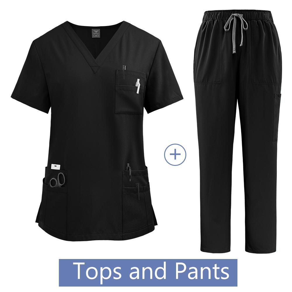 Nurses Hospital Uniforms Two Piece Stretch Straight Pants Scrubs Suits Nursing Articles Women Scrubs Spa Uniforms Sets