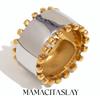 MamacitaSlay Vintage 18K Gold Plated Silver Color Double Sided Beads Wide Rings New Trend Women's 316L Stainless Steel Jewelry