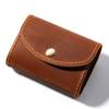 Vintage Crazy Horse Leather Card Holder for Women, Men Retro Accordion Design Snap Closure Wallet with Multi-Card Slots Unisex