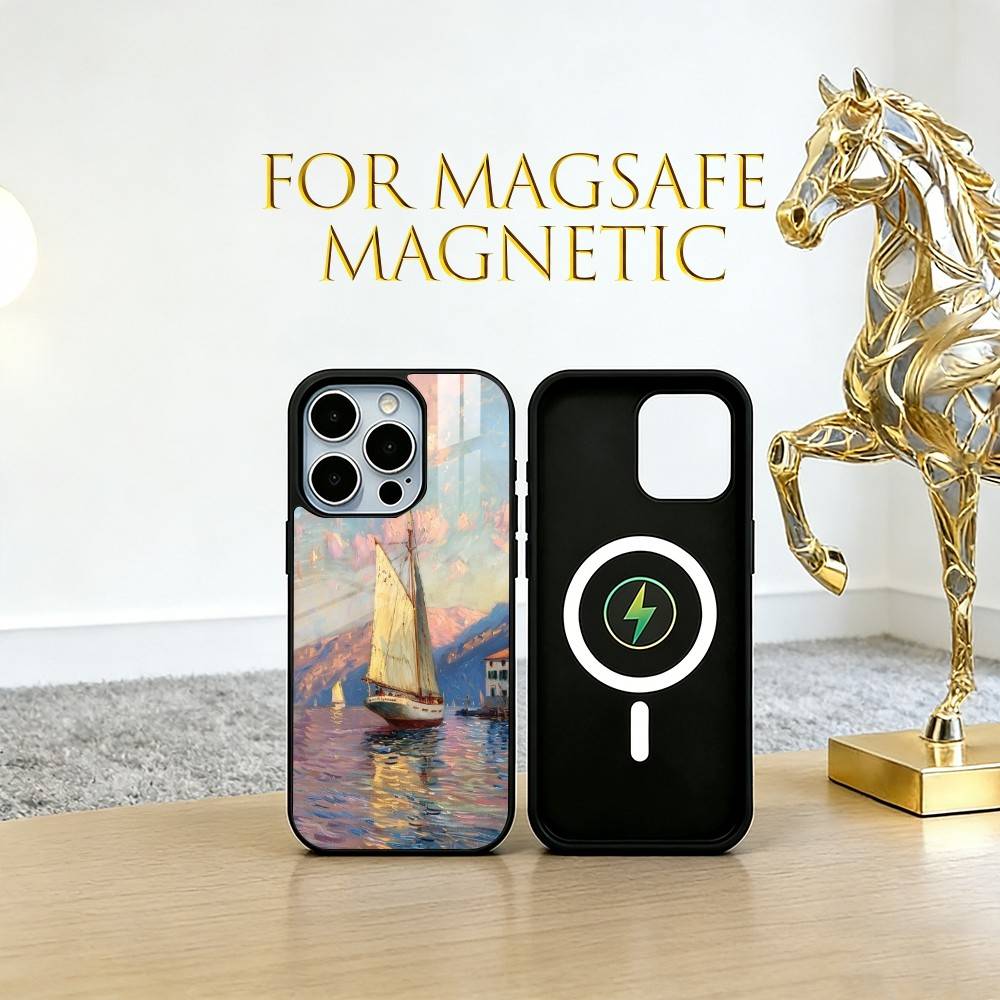 Oil painting sailboat Phone Case For iPhone17,16,15,14,13,12,11 Plus,Pro Magnetic For Magsafe Wireless Charging
