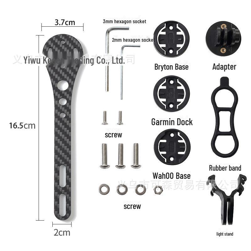 Stojak rowerowy z włókna węglowego z jednoczęściowym wspornikiem przedłużającym i akcesorium reflektora podwieszanego