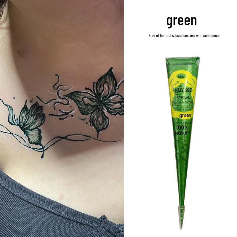 Henna Flower Tattoo Cream: Waterproof, Semi-Concealing, Hand-Painted Pigments