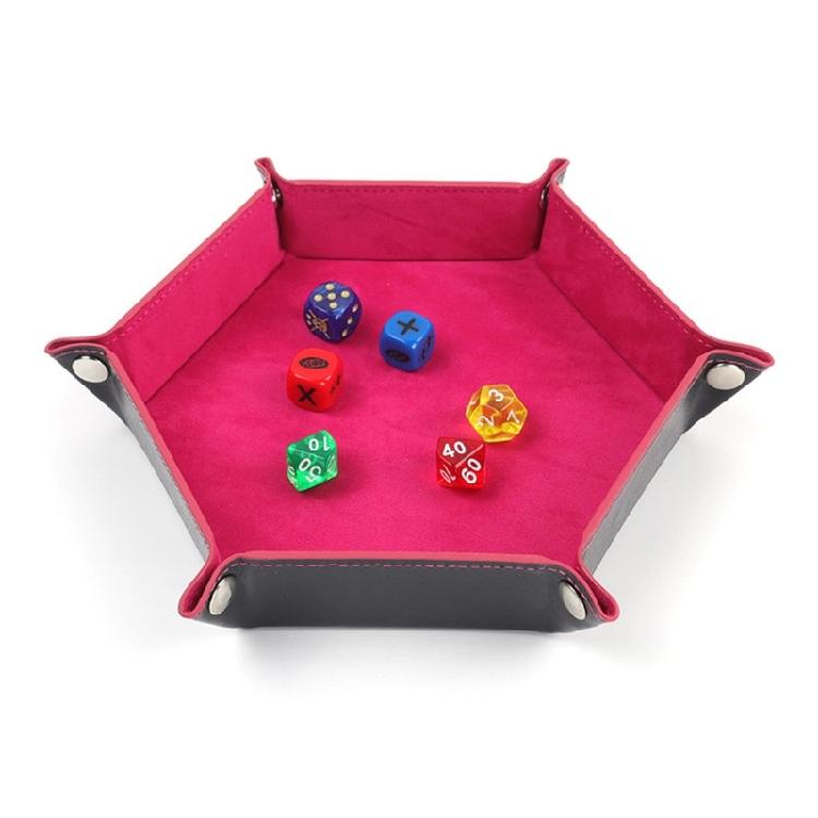 Dices Folding Tray PU Leather Velvets Holder Portable Folding Dices Rolling Tray