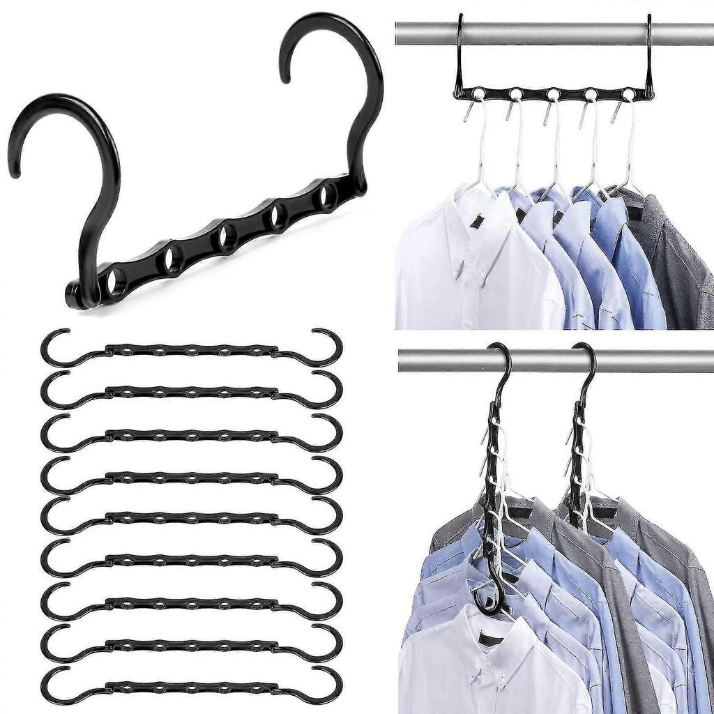 10 Pcs Magic Space Saving Hangers, 5 Holes Multi Hangers For Dorms Home Closet Organization