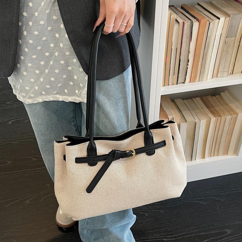 Commuter Shoulder Bag Contrast Color Tote Bag Women's Large Capacity Underarm Bag