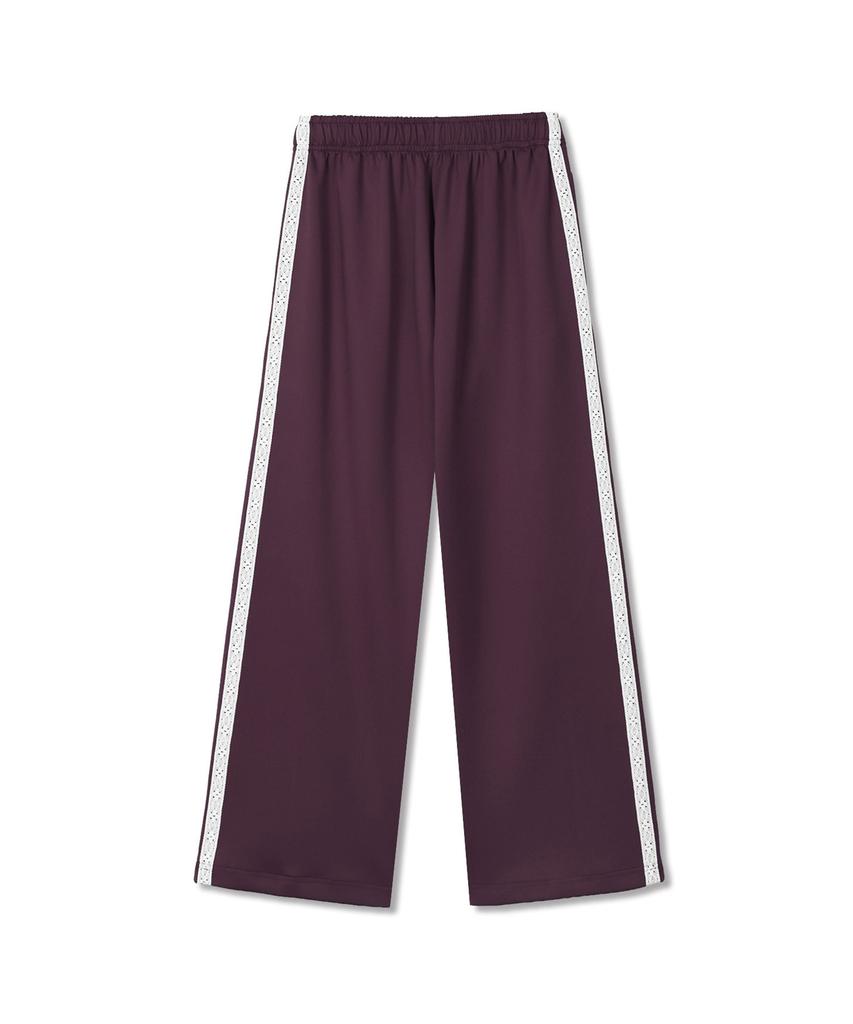 Michikoleondeonkosino Lace-Trimmed Jersey Pants Deep Purple