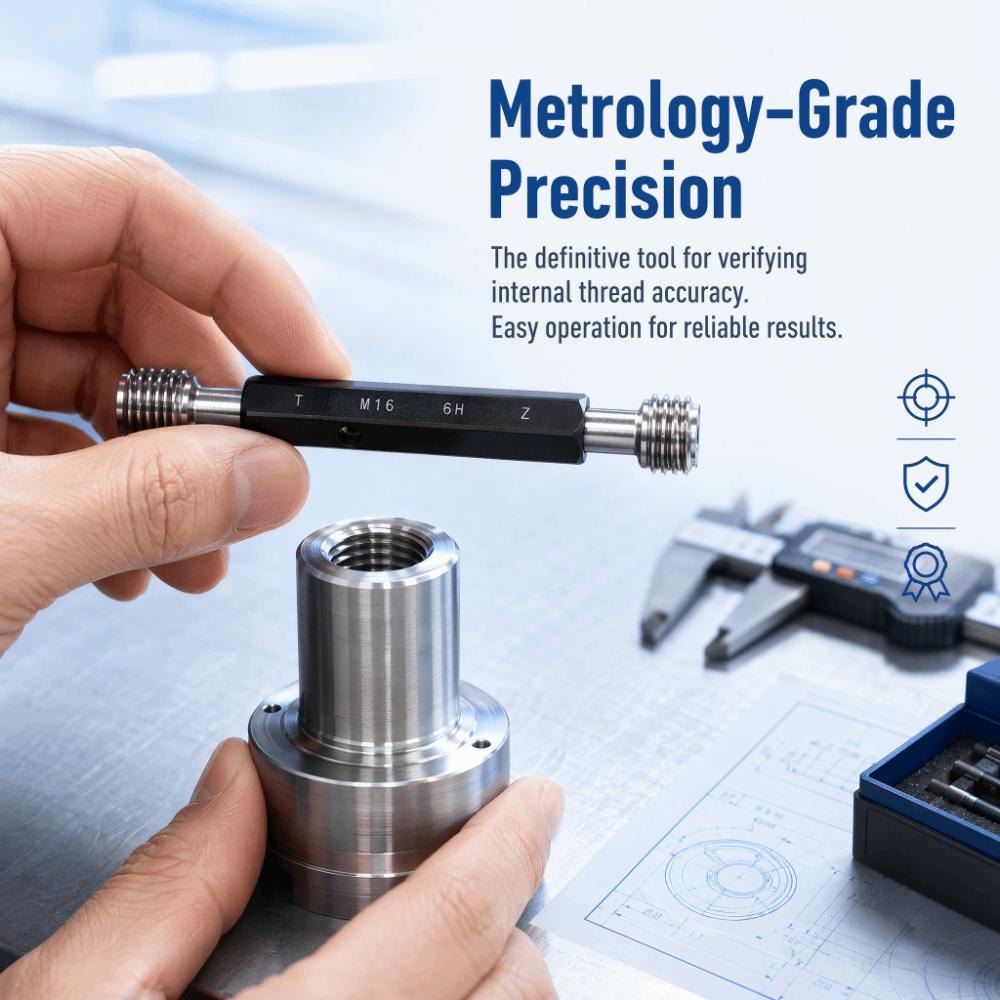 Double End Hex Handle Thread Plug Gauge Steel Thread Gauge For Industrial Measurement