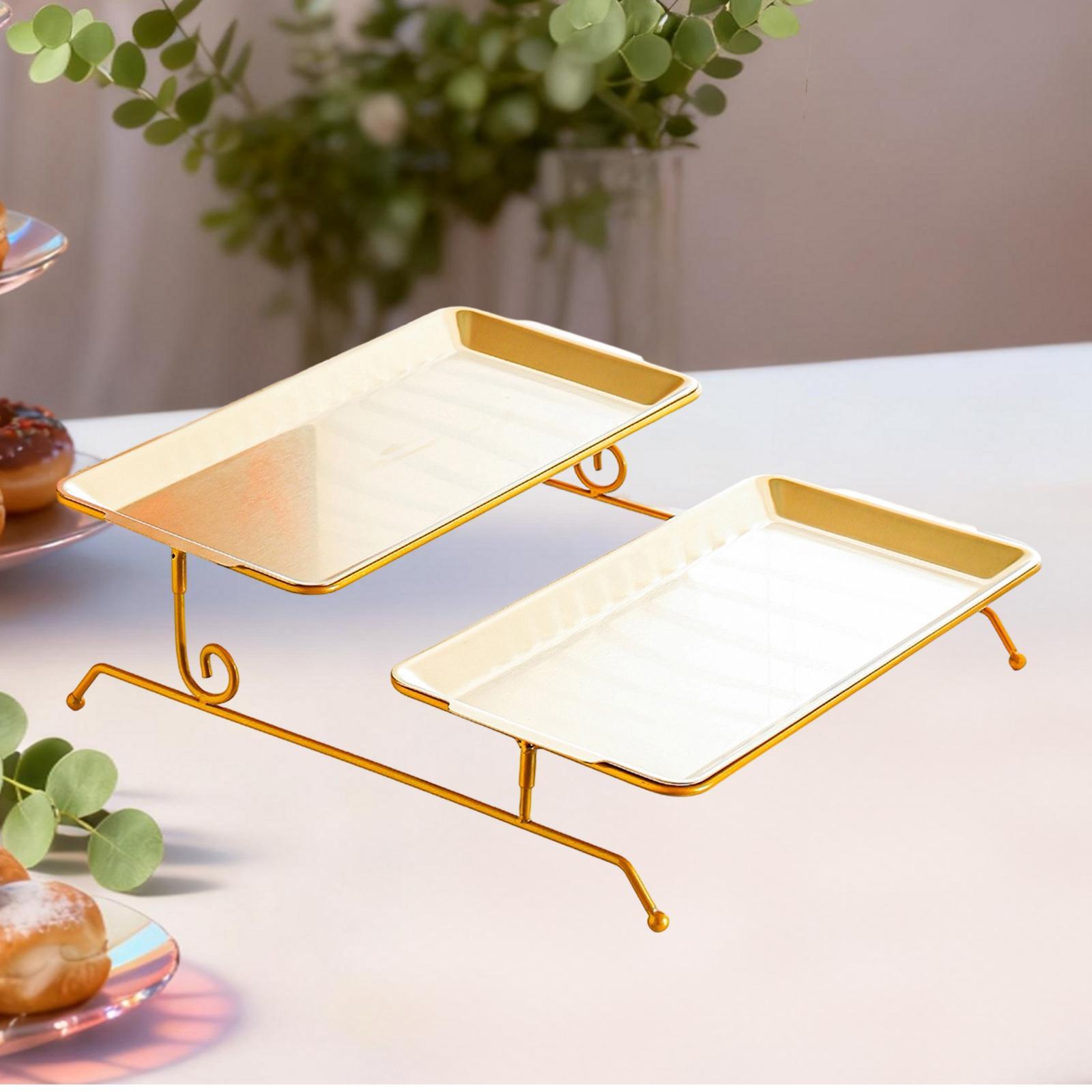 Fruit Plate Breakfast Tray Countertop Organizer Multifunctional Display Two Layer Vegetables Stainless Steel for Party Hotel