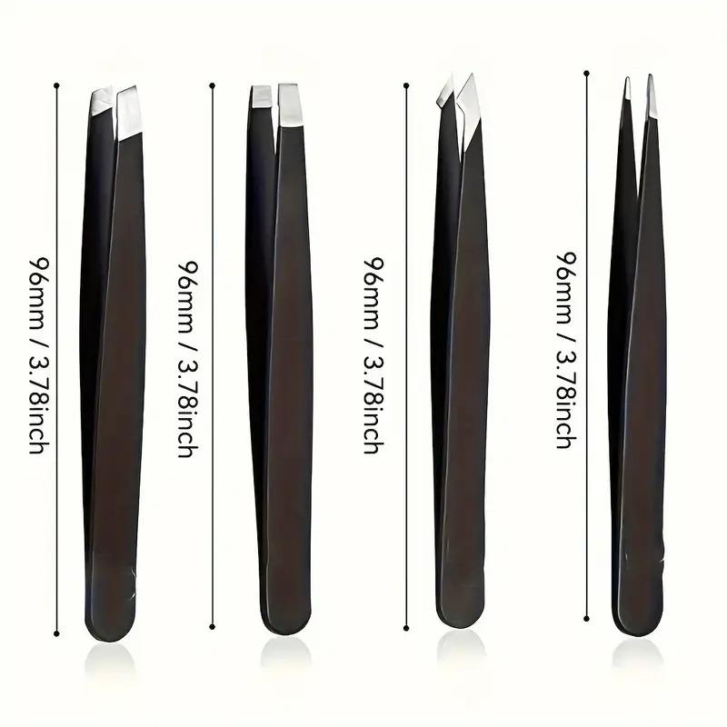 4-in-1 Präzisionspinzetten-Set, Edelstahl, Mehrspitzig, Perfekt für Augenbrauen & Haarentfernung