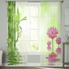 Transparente Vorhänge mit Lotusblumen und Bambus für Wohnzimmer, Fenster, transparenter Voile-Tüll-Vorhang, Schlafzimmer-Vorhänge, Heimdekoration