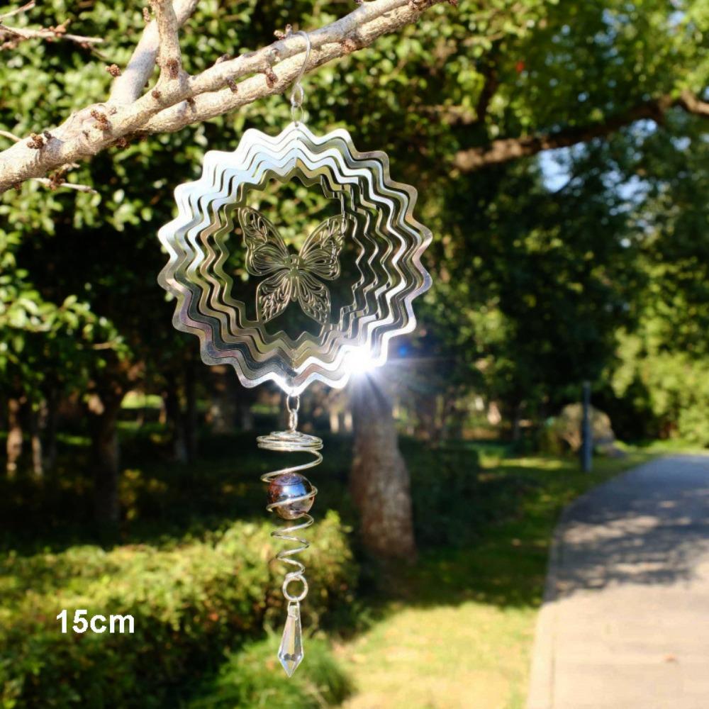 3D Flowing Wind Spinner 10/15cm Stainless Catcher Hanging Decor 10 Styles Yard Garden Mirror Rainbow