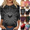 Women's Fashion Casual Round Neck 3/4 Sleeve Loose Printed T-Shirt Ladies Top