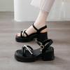 2025 French Cool High Heels Women's Summer with Skirt Fairy Style Pearl Small Thick Heel Platform Sandals