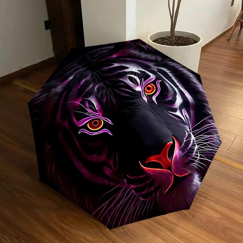 

1pc Tiger Face Automatic Open/Close Umbrella, Folding Compact Umbrella with Lightweight Design for Women/Men yy251011059
