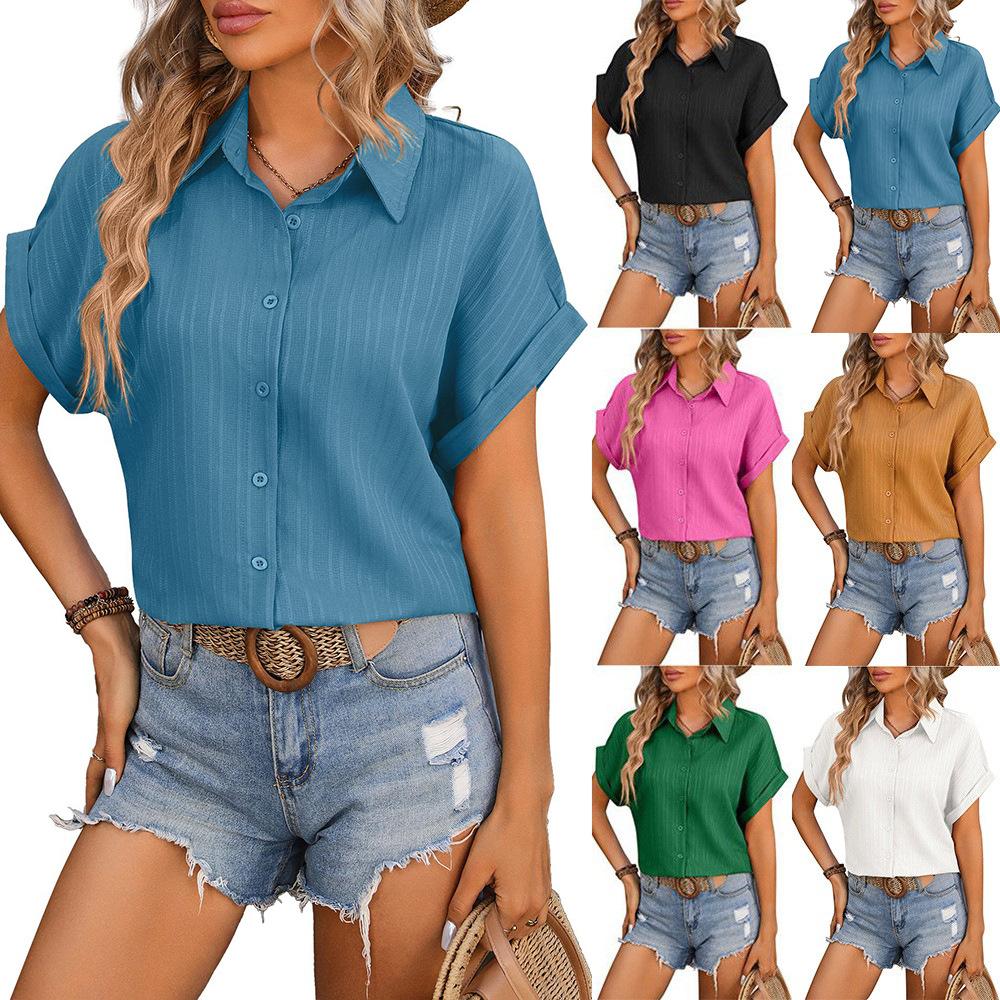 Spring Summer Women's Loose Shoulder Short Sleeved Casual Shirt for Women Shirt