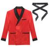 Mens Contrast Smoking Jacket Robe Belt Lapel Long Sleeve Side Pockets Satin Kimono Bathrobe Nightwear Loungewear