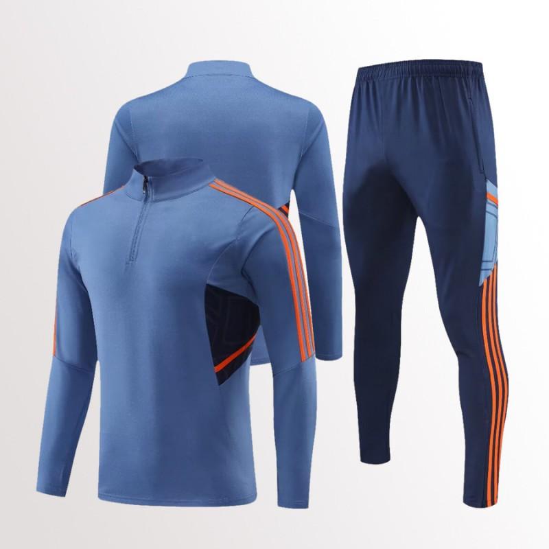 Mens Womens Soccer Training Kit Set Long Sleeve Half-Zip Hoodie Sports Jersey Uniform Breathable Quick-Dry