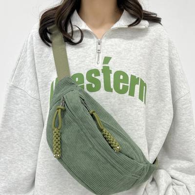Damen Bauchtasche Große Kapazität Corduroy Gürteltasche Street Style Brusttasche Modische Schulter Crossbody Taschen Lässige Hüfttasche