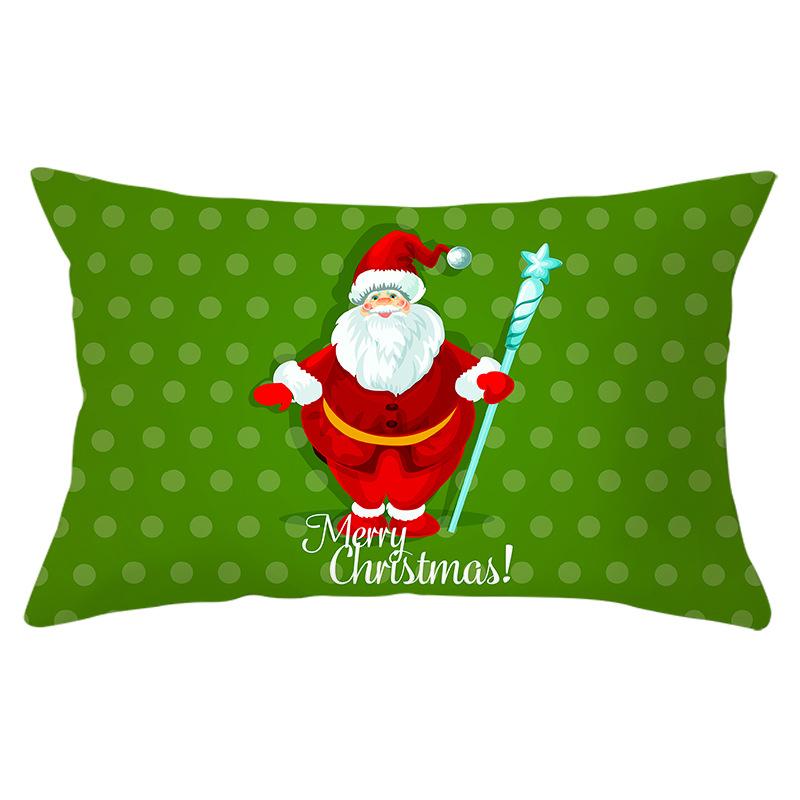 Green Series Christmas Peach Skin Printed Waist Pillowcase Square Sofa Pillowcase Office Pillowcase