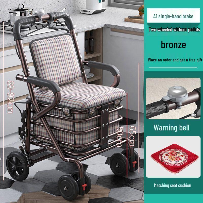 Leide Zhu Foldable Mobility Handcart: Sit & Push Shopping Trolley for Elderly