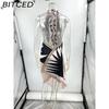 BITCED Women's Summer Sexy Halterneck Backless Printed Satin Holiday Beach Dress