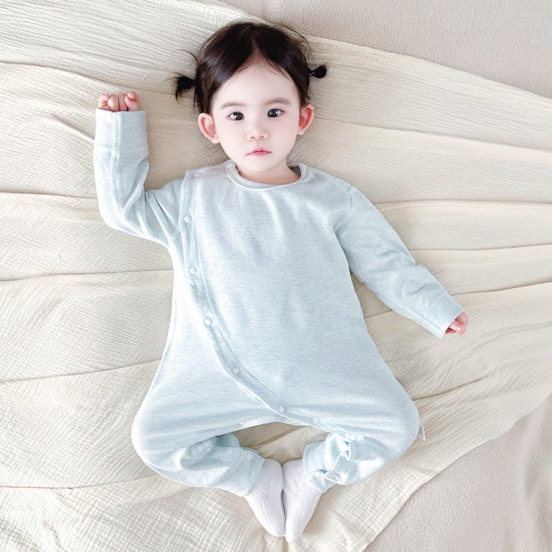 Infant Autumn Long-Sleeve Sleeveless Diagonal Collar Bodysuit Pajamas, Warm & Close-Fitting, Spring Class A