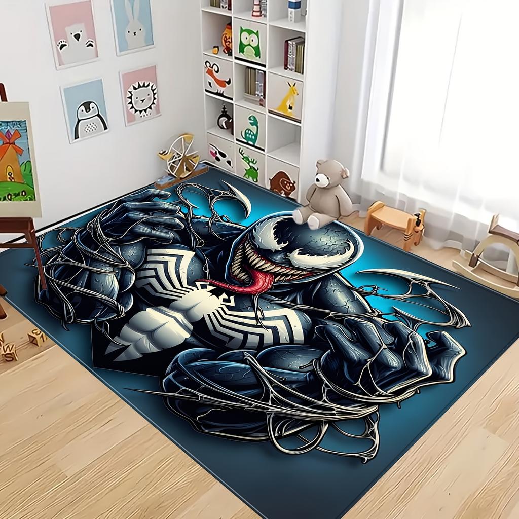 1 Authorized Marvel Venom Themed Printed Mat, a Rectangular Rug Made of Machine-Washable Flannel, Suitable As a Decorative Doo