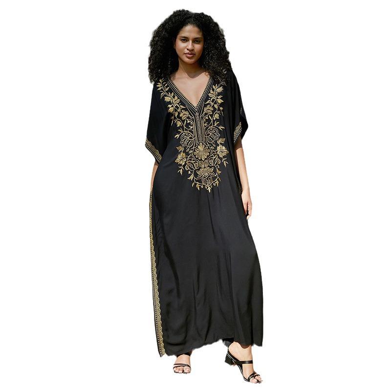 2024 Cotton Embroidered Vacation Plus Size Beach Dress Cover-up