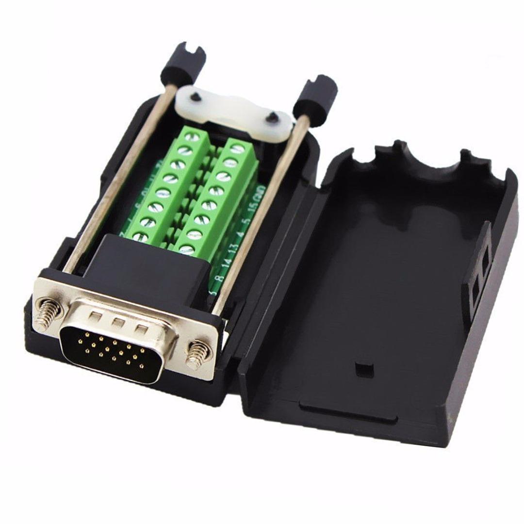 

Новий DB15 чоловічий D-SUB 3-рядний 15-контактний роз’єм VGA, безпаяний роз’єм