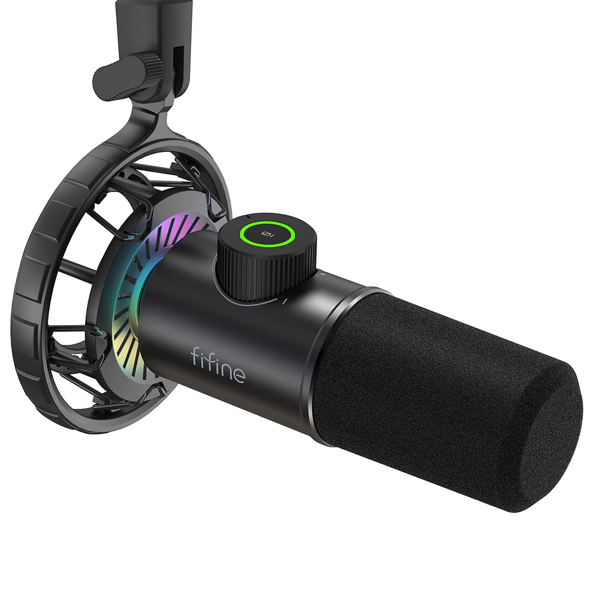 

FIFINE USB Dynamic Microphone Computer Microphone PlayStation Microphone Unidirectional Earphone Output Terminal Gaming RGB Lighting One Touch Mute