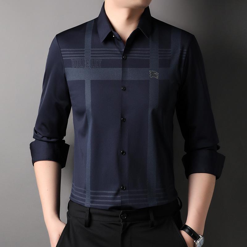 Frühling und Herbst Neue Einfarbig Langarm Hemd Männer der Modische Casual Nahtlose Mittleren Alters Männer der Strickjacke Hemd