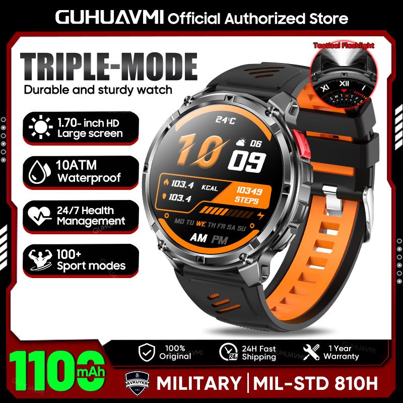 2026 New T-REX3 1100mAh Battery SmartWatch 10ATM Waterproof GPS Bluetooth Call 1.7" AMOLED HD Sports Flashlight Smart Watch Men