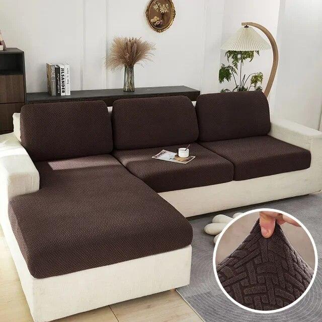 Elastic Sofa Cover for Living Room Jacquard Solid Sofa Seat Cover Grey Washable Seat Cushion Cover Furniture Protector Sectional