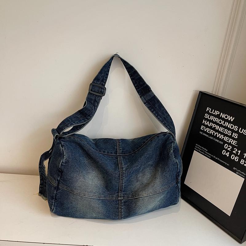 Geantă Crossbody din Denim Femei Geantă de Umăr Retro Capacitate Mare Geantă de Călătorie