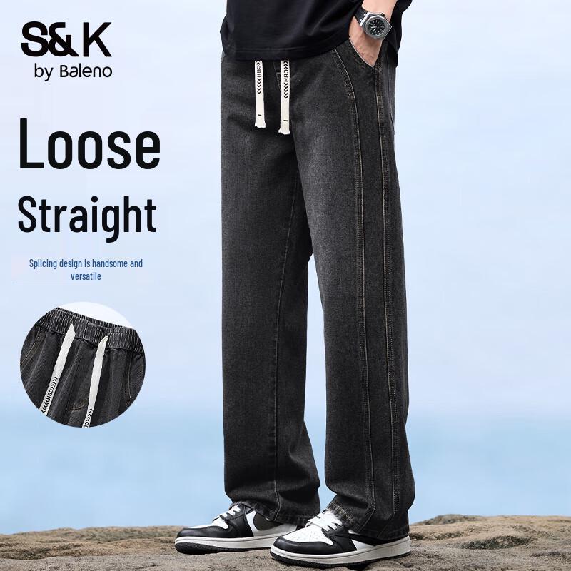 

Baleno S&K Series Men s Loose Fit Straight Leg Jeans L