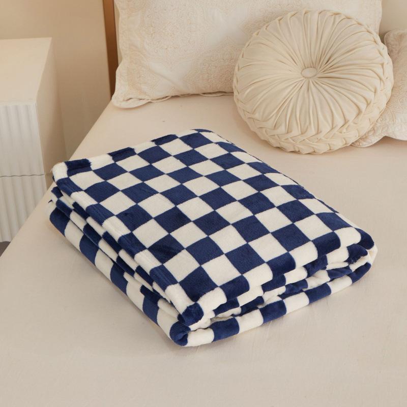 Checkerboard Flannel Fleece Throw Blanket Soft Warm Plaid Cover for Sofa Bed Nap