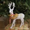 F26C Realistic White Reindeer Ornament Durable White Reindeer Figurine Ornament For Christmas Window And Table Display