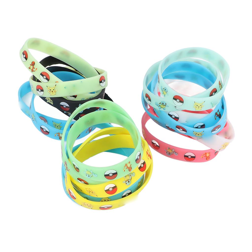 20pcs Silicone Wristband Bracelets Animation Cartoon Multi Color Anime Wrist Band for Men Women