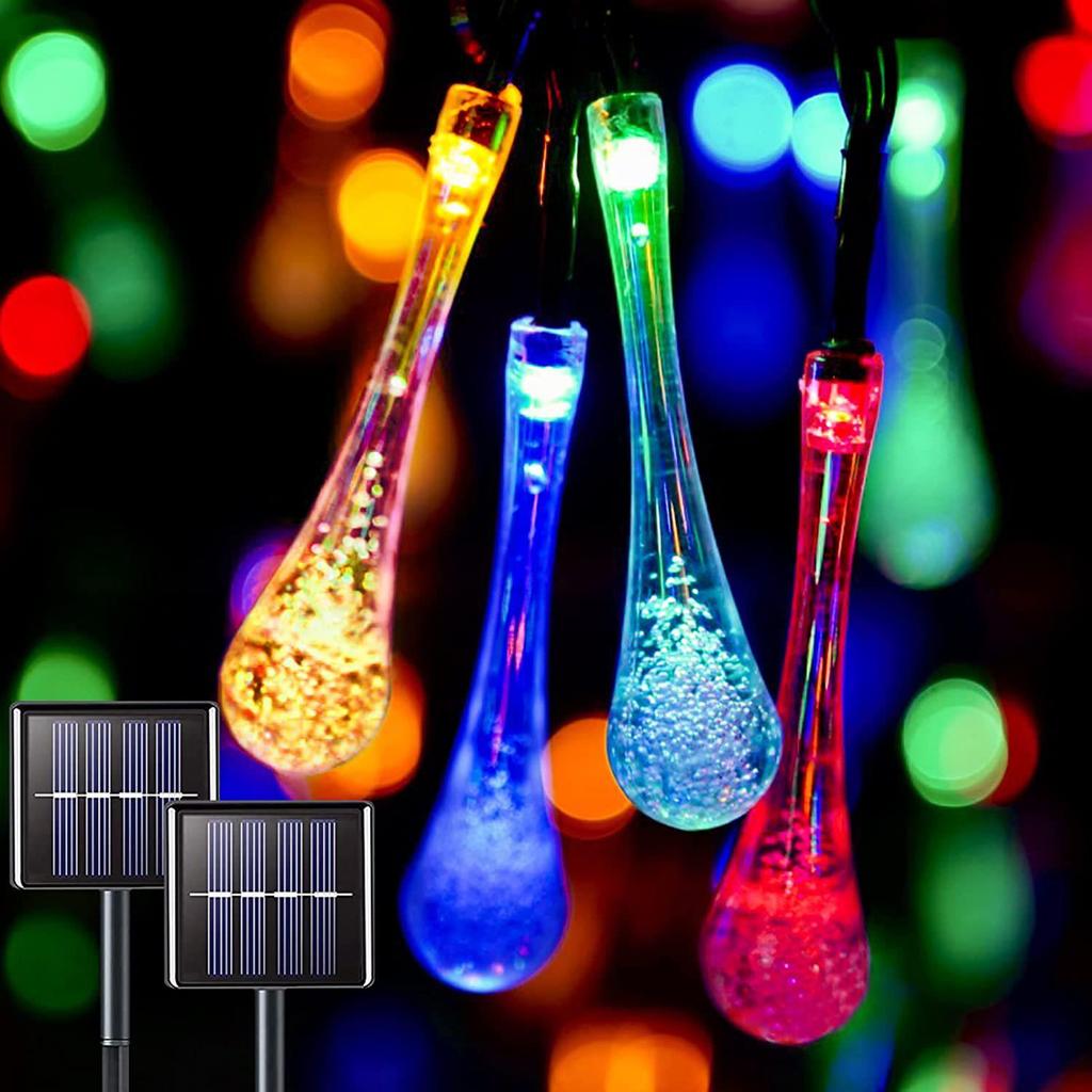 Outdoor Solar-Powered Waterproof LED Bubble String Lights for Christmas Decoration