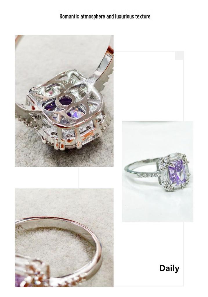 Gessen Jewelry Luxury Diamond Inlaid Rectangular Ring
