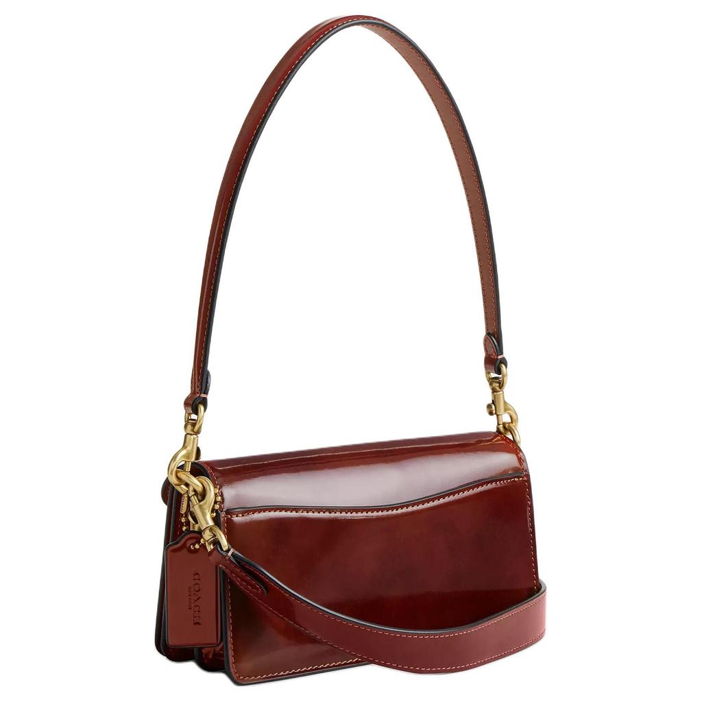 Coach Tabby 20 Logo de la Marque Poignée Amovible Sac à Main en Cuir Lisse Sac Bandoulière Petit Sac à Main Femme Marron Foncé CW632-B4XB6