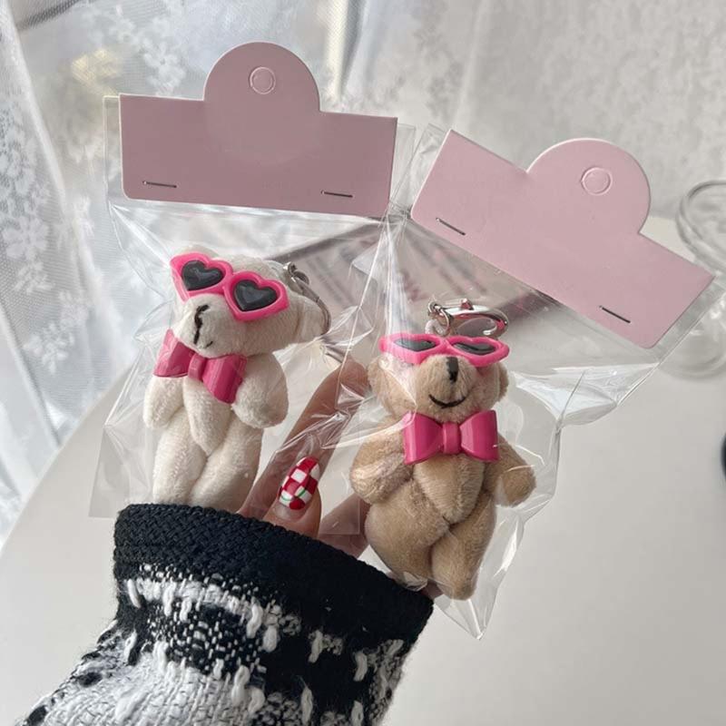 Cute Bear/Rabbit Keychain Soft Plush Keyring Adorable Bag Pendant for Women Girls Lovely Couple Key Rings Ornament