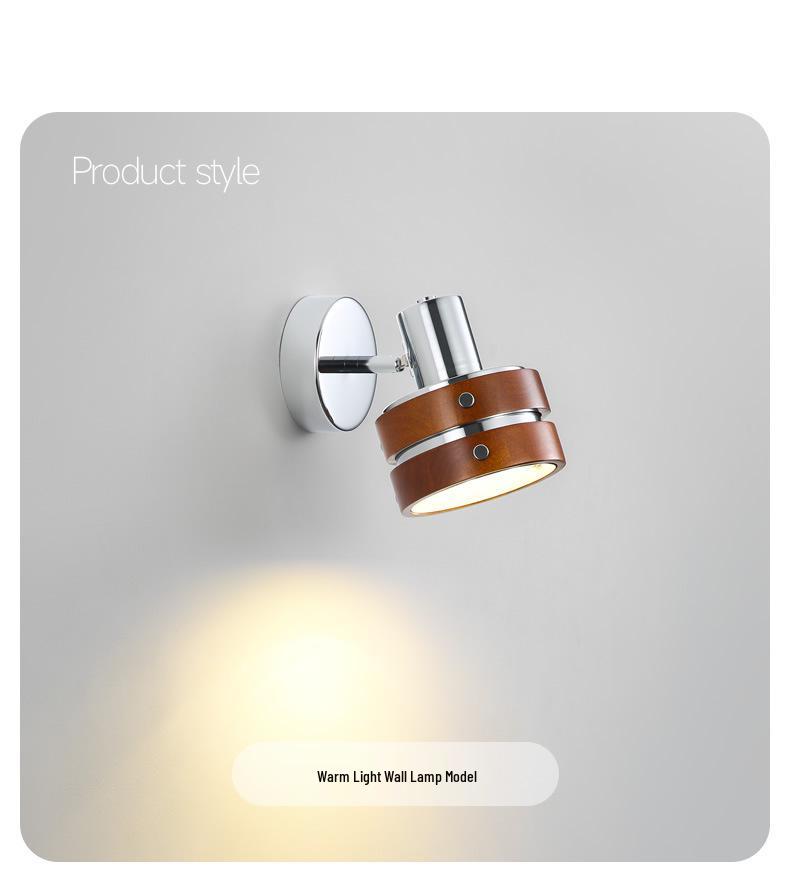 Midden-eeuwse Franse Walnoot Wandlamp: Wabi-Sabi Stijl Nachtlampje met Punk Esthetiek.