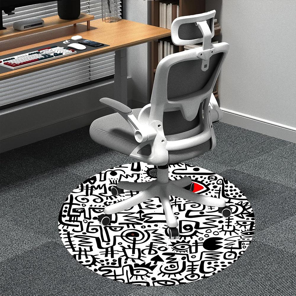 

1pc Abstract Symbols Office Round Area Rug, Indoor Mat Suitable ForOffice, Under Office Chairs Bedroom Living Room Home Decor, Room Deco 077 80cm by 80cm